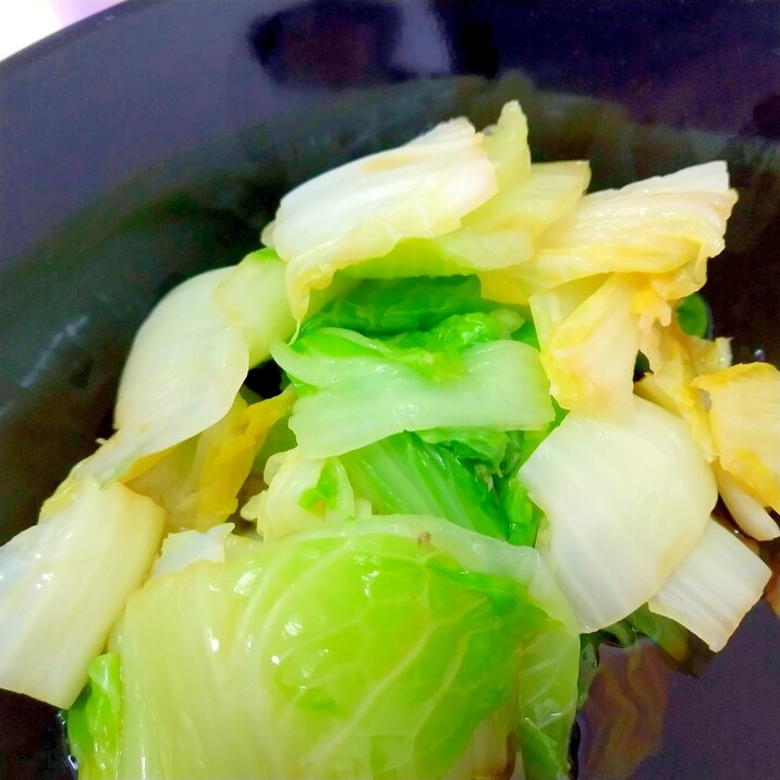 白菜のおひたし（めんゆつ・レモン果汁を掛け）
